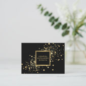 Faux Gold Confetti op Modern Zwart Groot Visitekaartje (Staand voorkant)