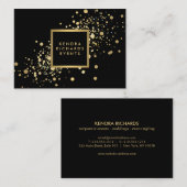 Faux Gold Confetti op Modern Zwart Groot Visitekaartje (Voorkant / Achterkant)