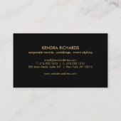 Faux Gold Confetti op Modern Zwart Visitekaartje (Achterkant)