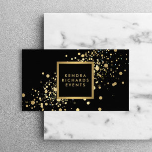 Faux Gold Confetti op Modern Zwart Visitekaartje