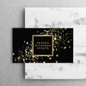 Faux Gold Confetti op Modern Zwart Visitekaartje