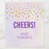 Faux Gold Confetti op Paarse kaas en Bedankt Wijn Etiket (Enkel label)
