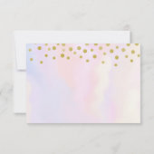 Faux Gold Confetti op Paarse watercolort RSVP (Achterkant)