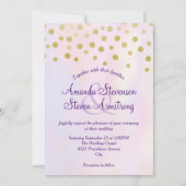 Faux Gold Confetti op Paarse Waterverf bruiloft Kaart (Voorkant)