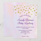 Faux Gold Confetti op Paarse Waterverf bruiloft Kaart (Voorkant / Achterkant)