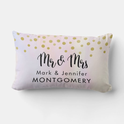 Faux Gold Confetti op Paarse Waterverf bruiloft Kussen (Achterkant)