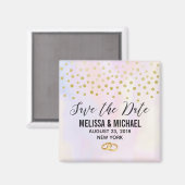 Faux Gold Confetti op Paarse Waterverf bruiloft Magneet (Voorkant / Achterkant)