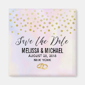 Faux Gold Confetti op Paarse Waterverf bruiloft Magneet (Voorkant)