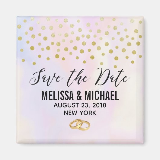 Faux Gold Confetti op Paarse Waterverf bruiloft Magneet (Voorkant)