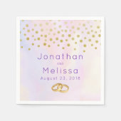 Faux Gold Confetti op Paarse Waterverf bruiloft Servet (Voorkant)