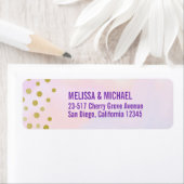 Faux Gold Confetti op Paarse Waterverf Etiket (Insitu)