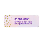 Faux Gold Confetti op Paarse Waterverf Etiket (Voorkant)