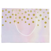 Faux Gold Confetti op Paarse Waterverf Groot Cadeauzakje (Achterkant)