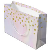 Faux Gold Confetti op Paarse Waterverf Groot Cadeauzakje (Achterkant Gekanteld)