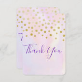 Faux Gold Confetti op Paarse Waterverf Hartelijk d Bedankkaart (Voorkant / Achterkant)