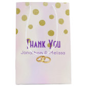 Faux Gold Confetti op Paarse Waterverf Hartelijk d Medium Cadeauzakje (Voorkant)