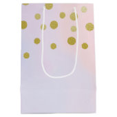 Faux Gold Confetti op Paarse Waterverf Hartelijk d Medium Cadeauzakje (Achterkant)