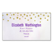 Faux Gold Confetti op Paarse Waterverf Magnetisch Visitekaartje (Voorkant)