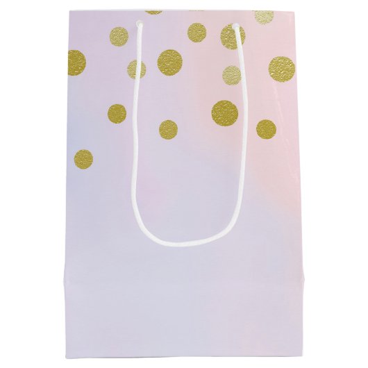 Faux Gold Confetti op Paarse Waterverf Medium Cadeauzakje (Achterkant)