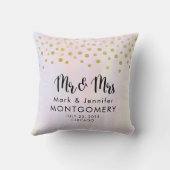 Faux Gold Confetti op Paarse Waterverf Mr. & Mrs. Kussen (Achterkant)