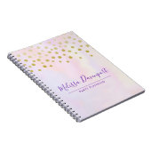 Faux Gold Confetti op Paarse Waterverf Notitieboek (Rechterzijde)