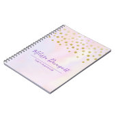 Faux Gold Confetti op Paarse Waterverf Notitieboek (Linkerzijde)