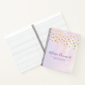 Faux Gold Confetti op Paarse Waterverf Notitieboek (Binnen)