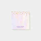 Faux Gold Confetti op Paarse Waterverf Post-it® Notes (Voorkant)