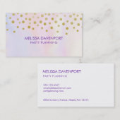 Faux Gold Confetti op Paarse Waterverf Visitekaartje (Voorkant / Achterkant)