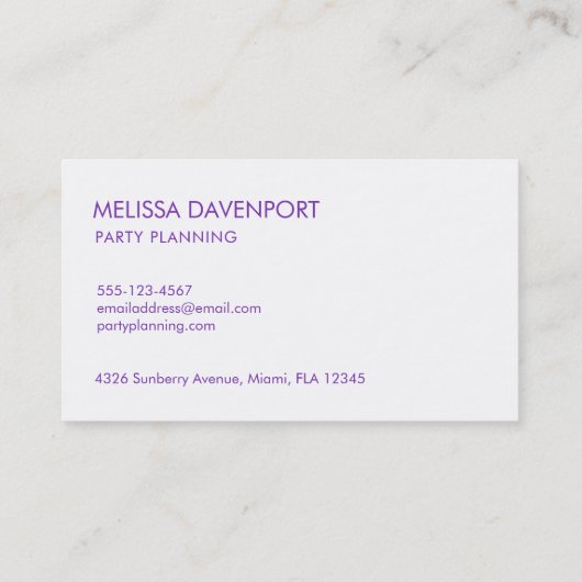 Faux Gold Confetti op Paarse Waterverf Visitekaartje (Achterkant)