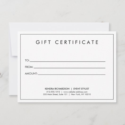 Faux Gold Confetti op wit cadeaubon (Achterkant)