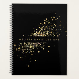 Faux Gold Confetti op zwart Afspraak Boek Planner