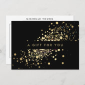 Faux Gold Confetti op zwart cadeaubon (Voorkant / Achterkant)