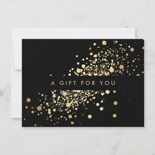 Faux Gold Confetti op zwart cadeaubon (Voorkant)