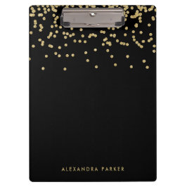 Faux Gold Confetti op zwart Klembord