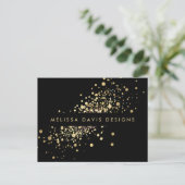 Faux Gold Confetti op zwart Modern Briefkaart (Staand voorkant)