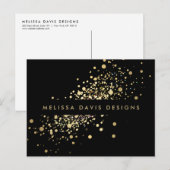 Faux Gold Confetti op zwart Modern Briefkaart (Voorkant / Achterkant)