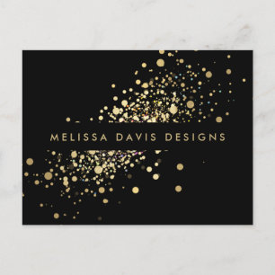 Faux Gold Confetti op zwart Modern Briefkaart