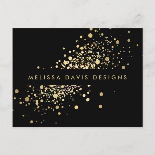 Faux Gold Confetti op zwart Modern Briefkaart (Voorkant)