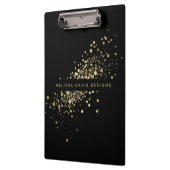Faux Gold Confetti op zwart Modern gepersonaliseer Klembord (Links)