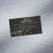 Faux Gold Confetti op Zwart Modern Magnetisch Visitekaartje (Voorbeeld)