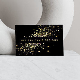 Faux Gold Confetti op zwart modern Visitekaartje