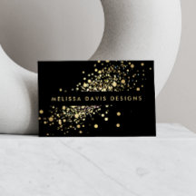 Faux Gold Confetti op zwart modern Visitekaartje