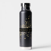 Faux Gold Confetti op zwart, speciaal gepersonalis Waterfles (Links)