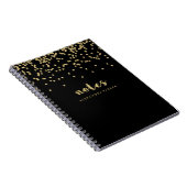 Faux Gold Confetti op zwart | Toelichting Notitieboek (Rechterzijde)