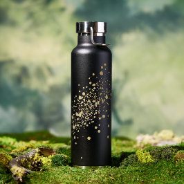 Faux Gold Confetti op zwart Waterfles