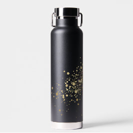 Faux Gold Confetti op zwart Waterfles