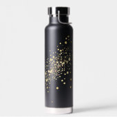 Faux Gold Confetti op zwart Waterfles (Links)