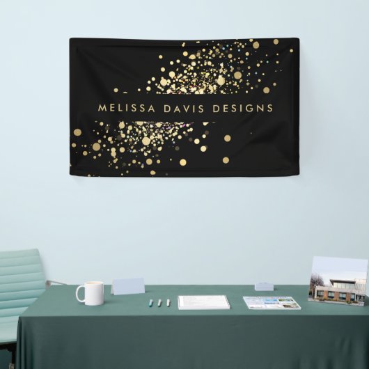 Faux Gold Confetti op zwarte banner (Beurs)