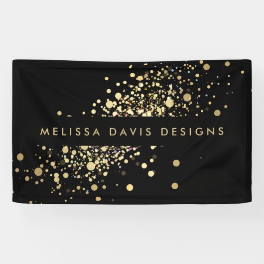 Faux Gold Confetti op zwarte banner (Horizontaal)